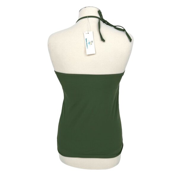 Beachsissi Halter Neck Bikini Top Ruched Bottom Olive Green Size Medium NWT - Picture 3 of 9
